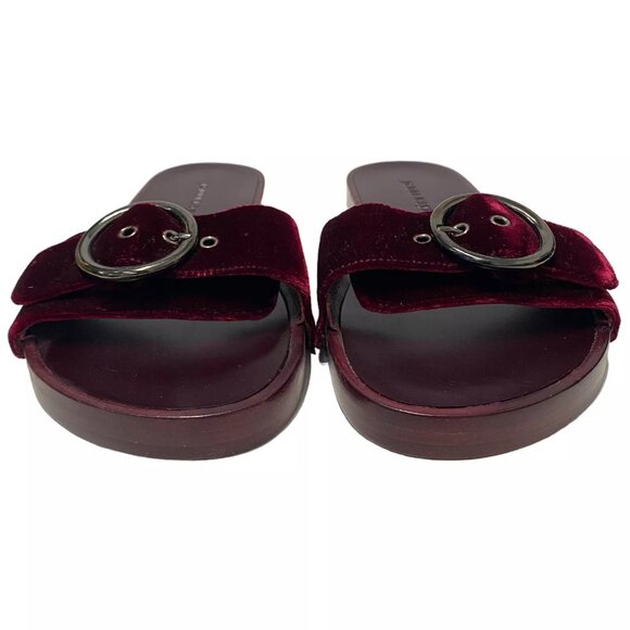 $375 Jenni Kayne Womens Bordeaux Slides Velvet Burgundy Size 9.5 EU 39.5 Flats - Picture 3 of 6